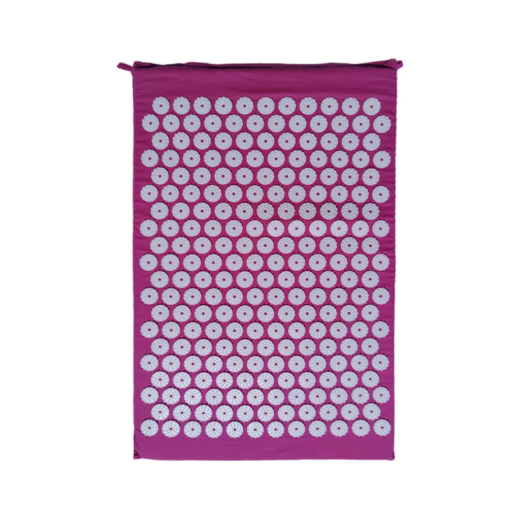 Acupuncture massage mat set with 68x42x2cm cushion and 38x15x10cm headrest in black and blue