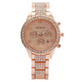 Women's diamond digital calendar three eyes quartz watch stainless steel 38.7mm dial rose gold
