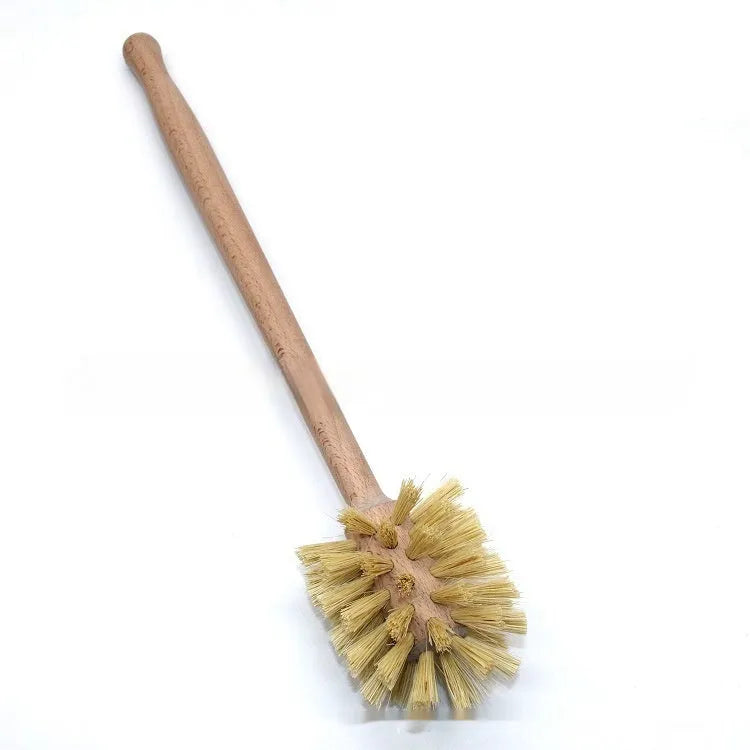 Large long handle beech wood bottle brush with sisal bristles, 34.5 x 6.5cm, beech sisal colour