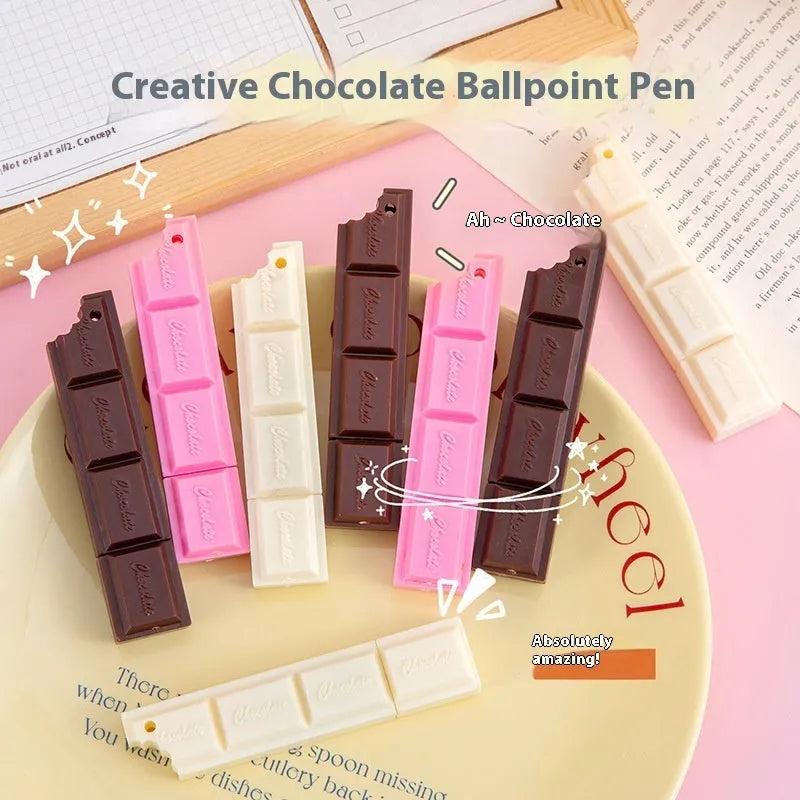 Chocolate-themed cartoon simulation ballpoint pen with 0.5mm bullet tip in plastic construction