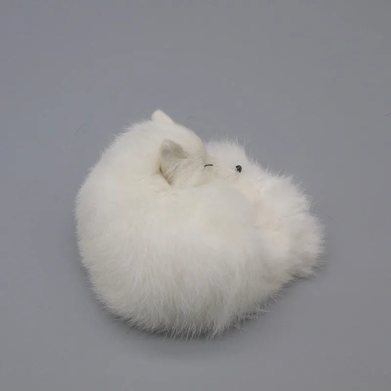 Artificial white fox fur car decoration ornament measuring 15cm with realistic animal texture