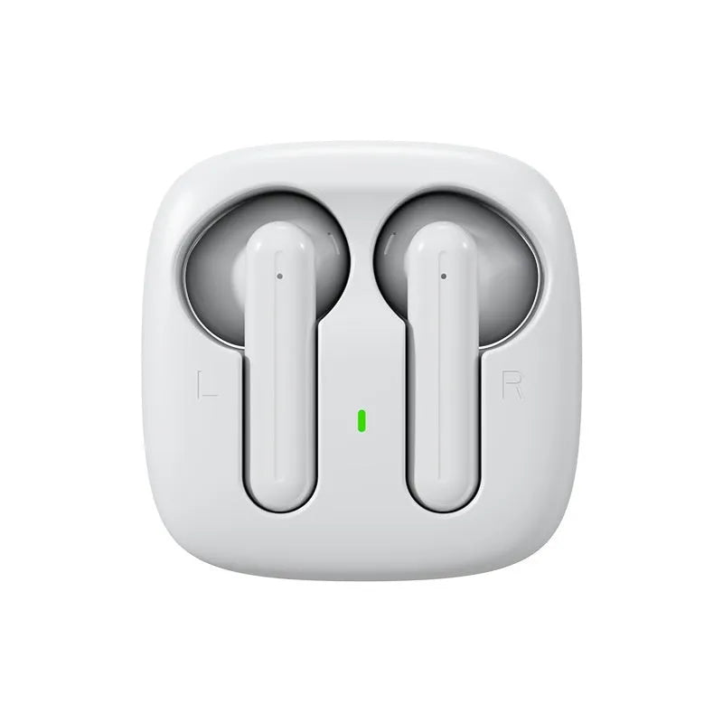 Wireless Bluetooth earbuds with noise reduction, plastic sports earplugs, available in black, white, or skin colour