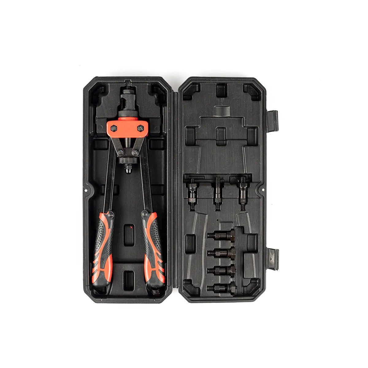 CQ14 model 14-inch long alloy rivet nut pull-setter tool with set of six M3 M4 M5 M6 M8 M10 gun tips.