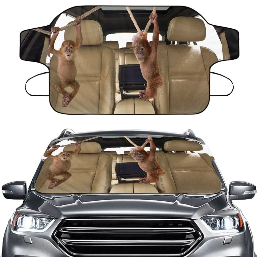 Car snow protection front gear made of aluminum film foam polyester fabric with lanyard installation system