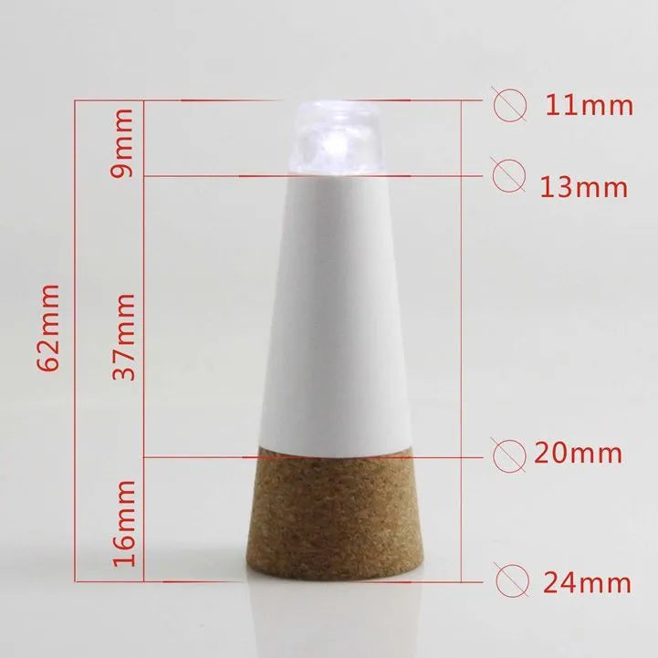White LED rechargeable bottle cap light with plastic shell, 30mm diameter