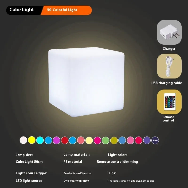 Modern square LED cube light stool for outdoor garden decorative lighting
