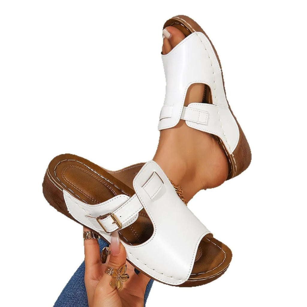 Women's magic stick shoes slippers with fish mouth toe design in white, black, or light pink