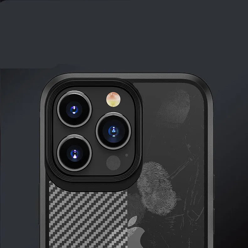 Black and blue carbon fibre pattern anti-fall protective case for Apple iPhone 13, 13 Pro, and 13 Pro Max phones