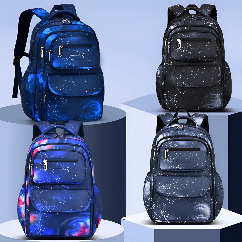 Nylon primary school backpack with letter print, double shoulder straps and 20-35L capacity