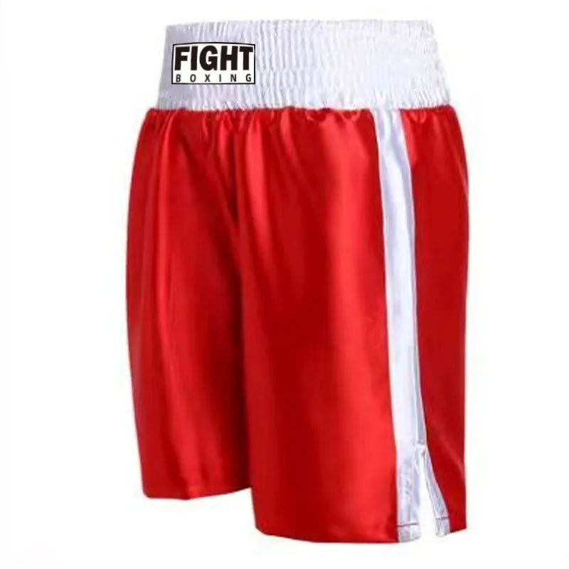 A pair of black and gold waist boxing shorts with an elasticated waistband and drawstring.