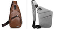 Canvas chest bag crossbody one shoulder 31x20x1cm 190g in smoke black and silver grey