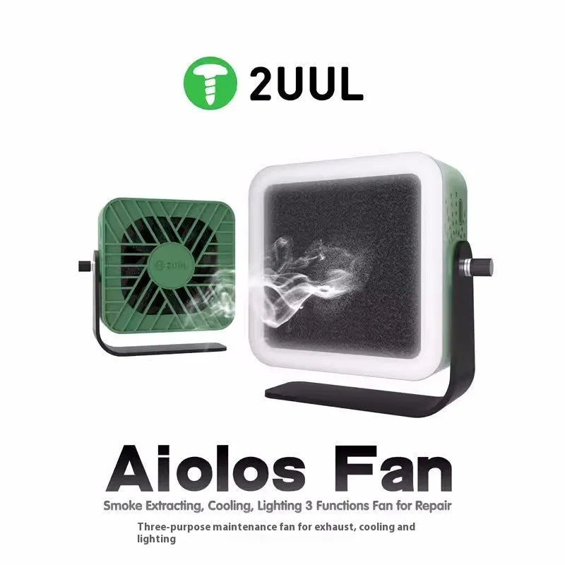 2UUL USB-powered mobile phone motherboard repair cooling fan with smoke exhaust and fill light