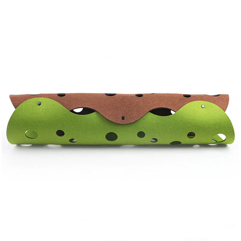 Collapsible felt cat tunnel 92 x 22 cm with peepholes, dual-colour felt surface, for kittens and small pets