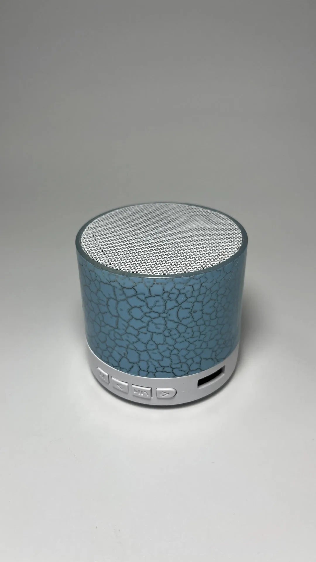 White A9 Mini Cracked Bluetooth Speaker with TF card slot and LED light