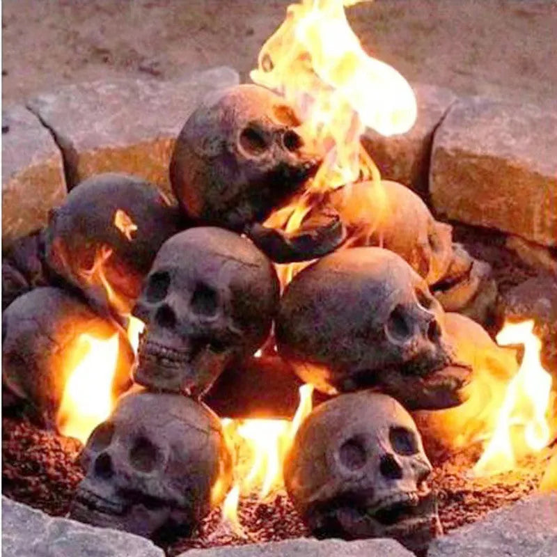 Skull Halloween barbecue fire resin ornament decoration in Skull BBQ single colour, 10x7x8cm
