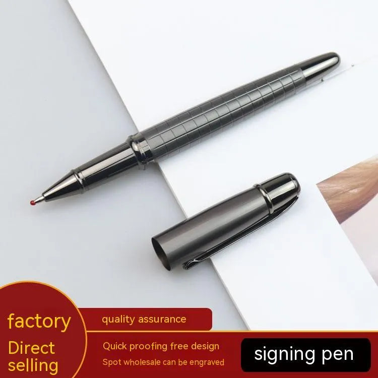 Gun grey metal roller pen with water-based paint ink for business writing