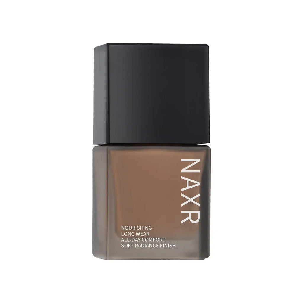 Liquid foundation bottle for oil control and brightening, available in Natural Colour and Ivory White shades.