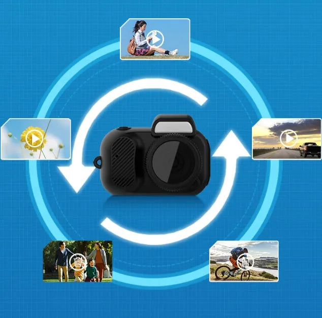 Black Y3000 HD outdoor sports camera with small display screen on compact body