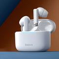 Active noise cancelling true wireless earphones in black or white with charging case