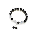 Natural black agate and grey opal crystal couple bracelet with 10mm wave shape design