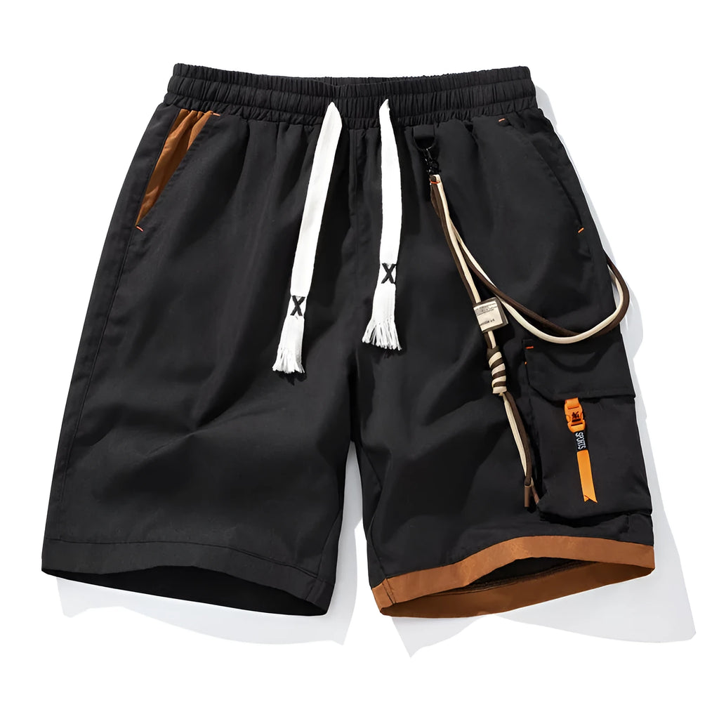 Men's loose-fit bamboo fibre sports shorts in coffee colour, showing high waist and cropped straight-leg design.