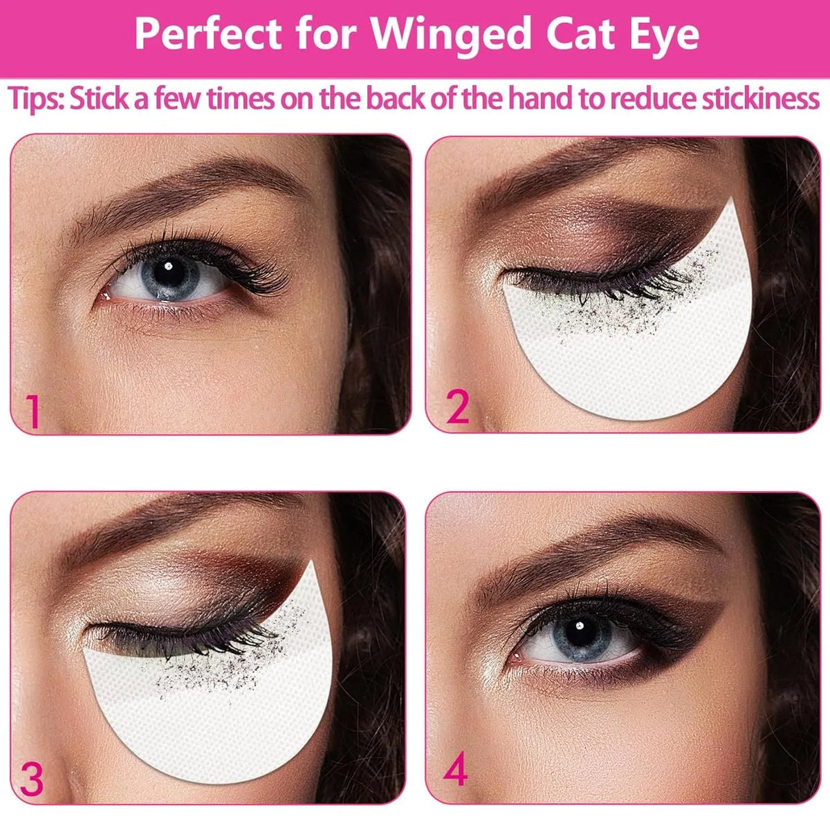 Pack of half moon eyeshadow shields, self-adhesive under-eye pads for eyeliner and makeup, 20 to 50 pieces