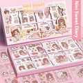Box of children's stickers with designs for notebooks and cards, showing five colour themes.