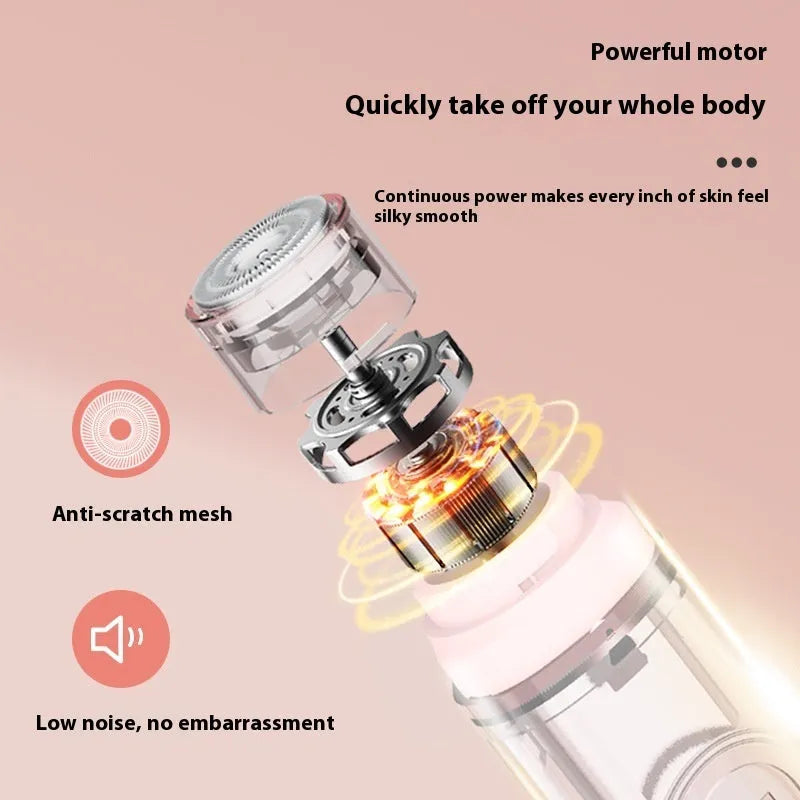 White or pink portable electric body hair trimmer with USB charging cable