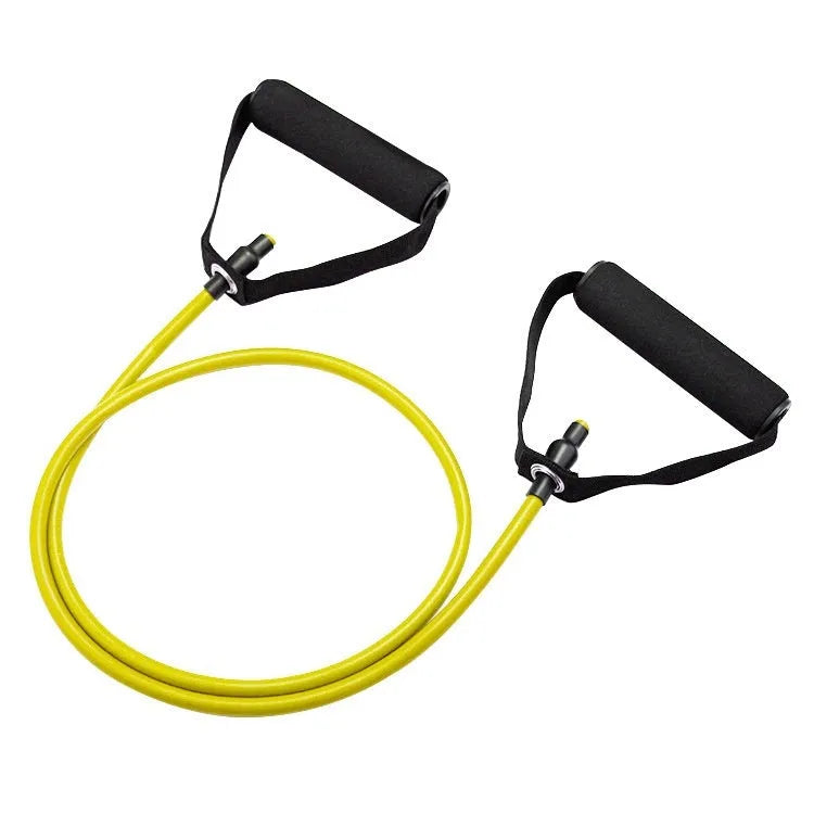 Adjustable chest expander with TPE tension rope showing five colour options for different resistance levels