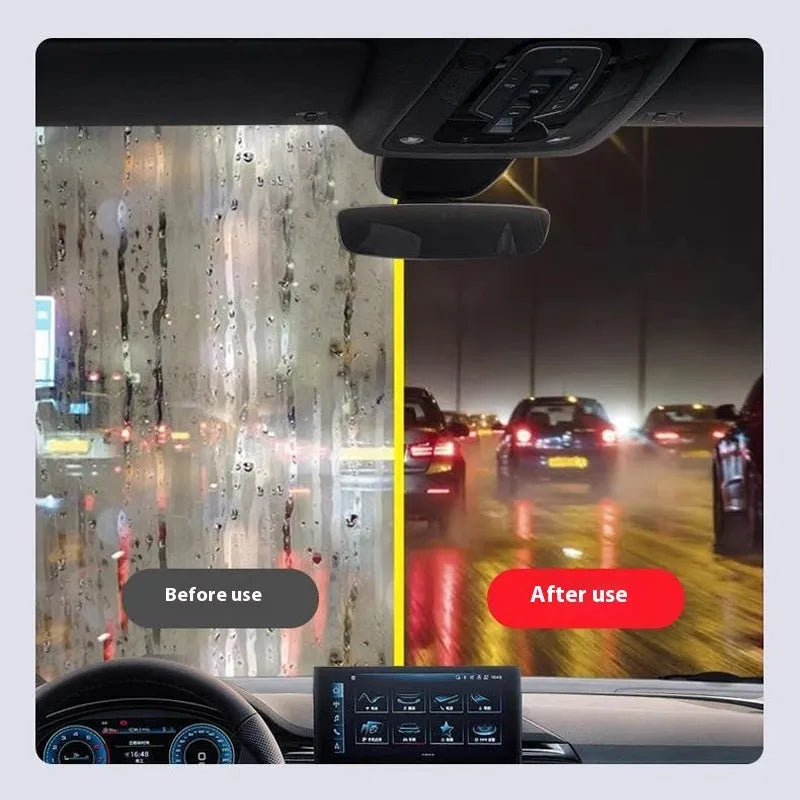 Red automotive oil film cleaning brush with 120ml cleaning solution for car windshield and glass