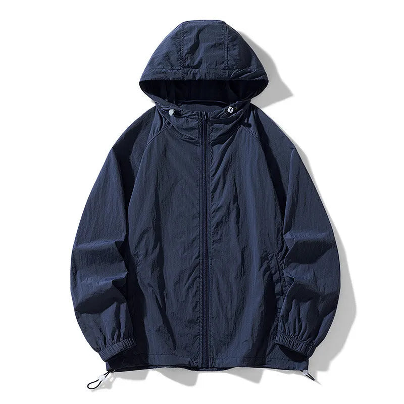 Lightweight nylon outdoor jacket in loose fit available in multiple colours including creamy-white and navy blue