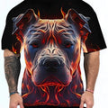 Men's grey t-shirt with digital printed dog head camouflage pattern showing front design