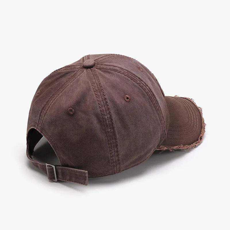 Men's cotton baseball cap with letter embroidery, dome crown, adjustable size, in navy blue, pink, black, wine red, brown, or khaki