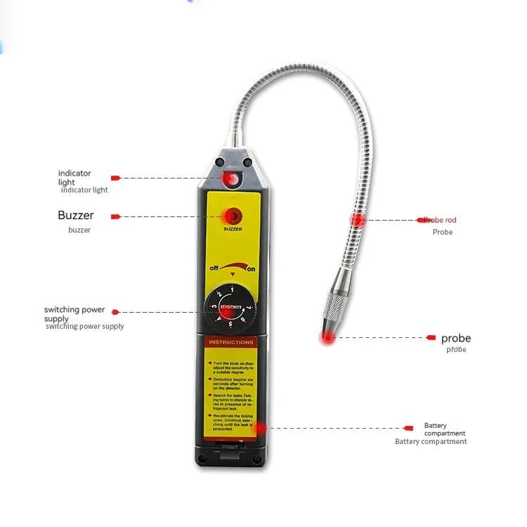 WJL-6000 electronic halogen leak detector with extended probe for automotive air conditioning testing