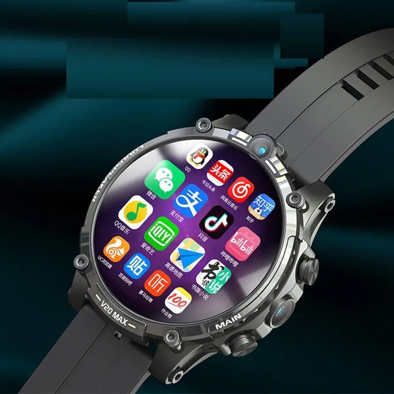 V20 smart watch with 1.6 inch 400x400 screen, dual camera, silicone wristband, 50.5mm case