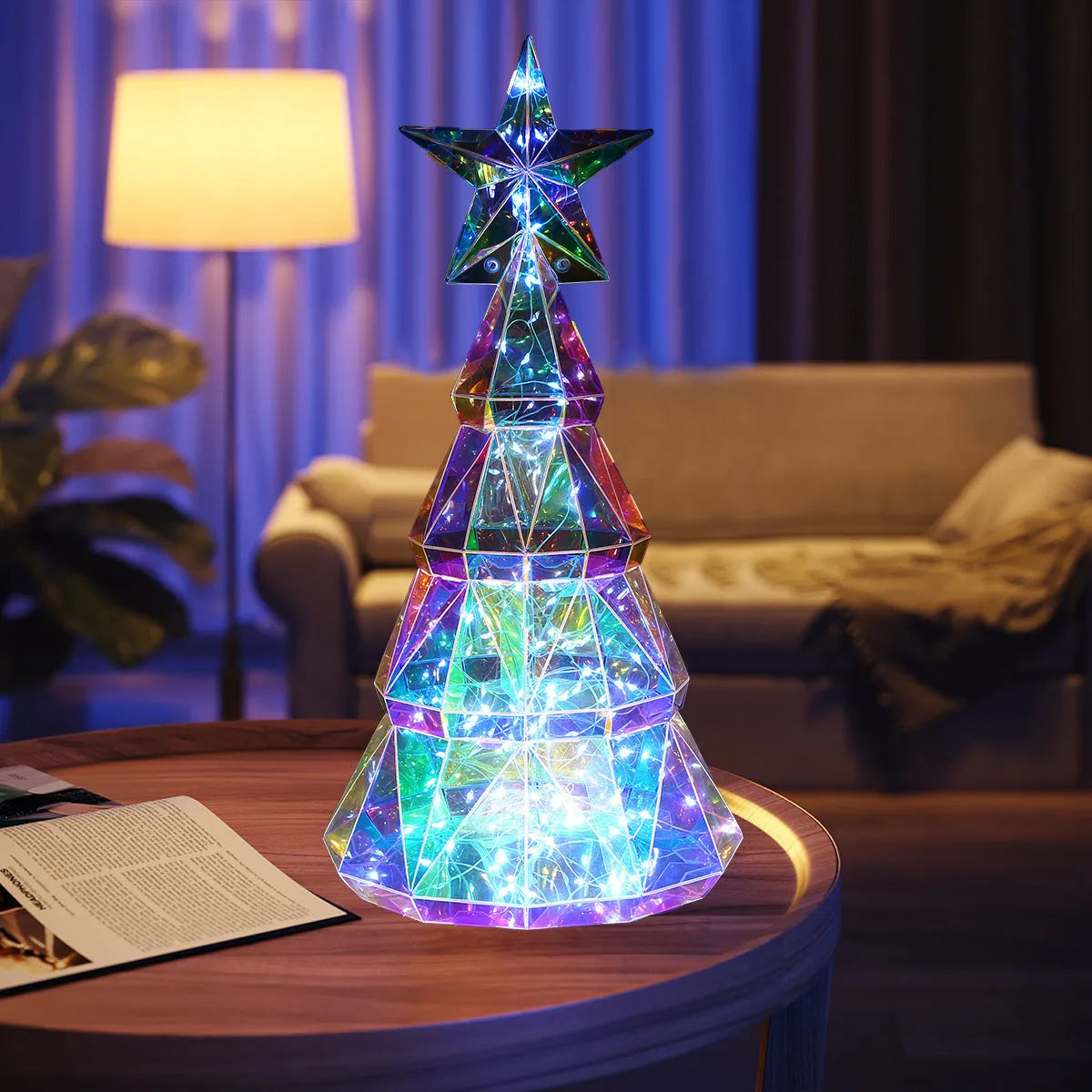 Colourful cartoon Christmas tree LED light decoration with battery operation