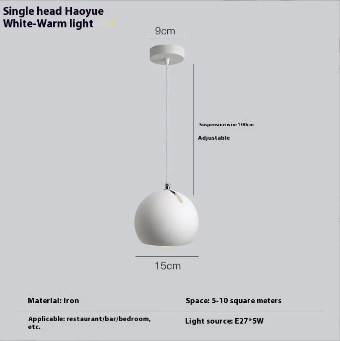 Post-modern Nordic ball chandelier lamp in single-head and three-head configurations