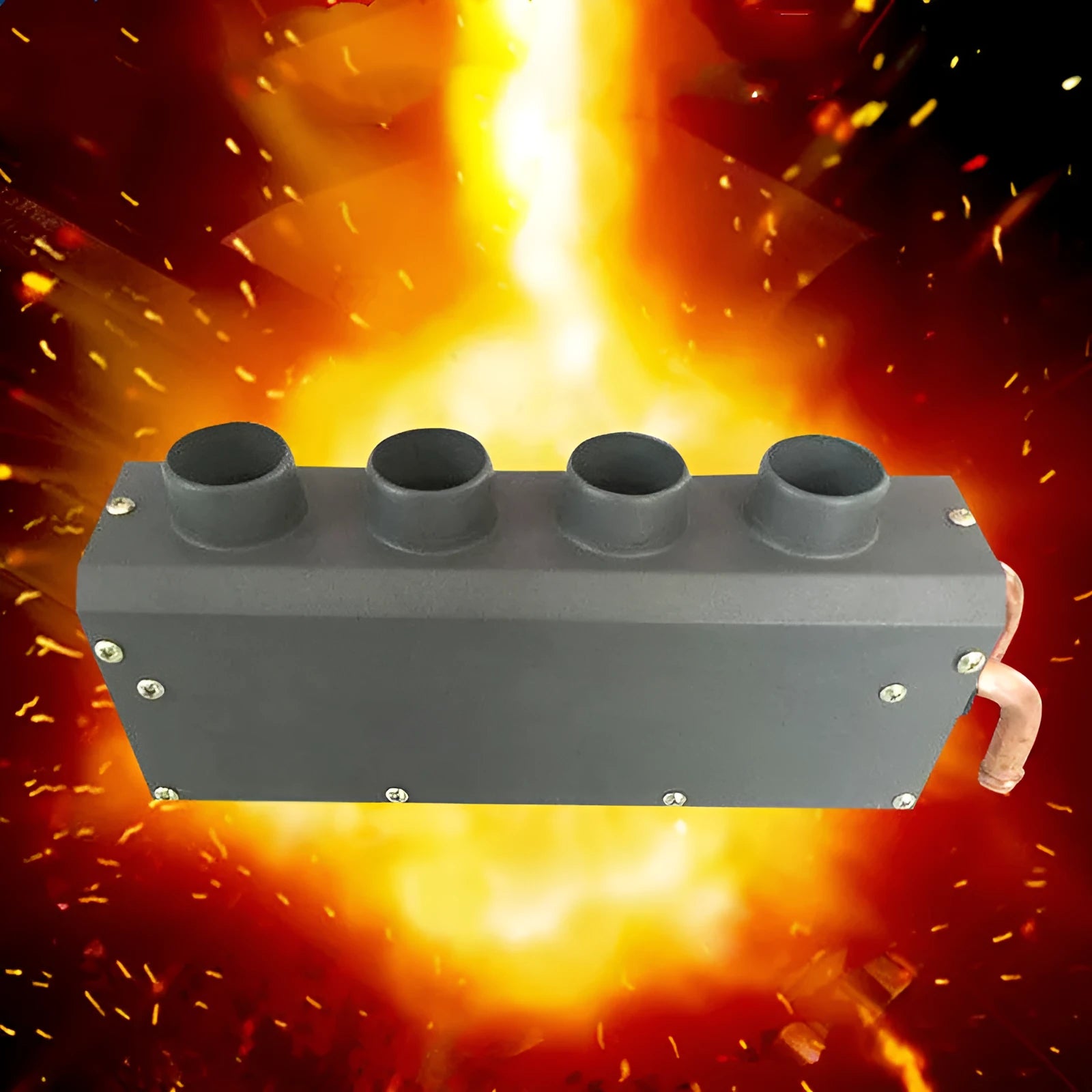 Long small metal car heater with four-hole copper pipe core for 12V 24V vehicles