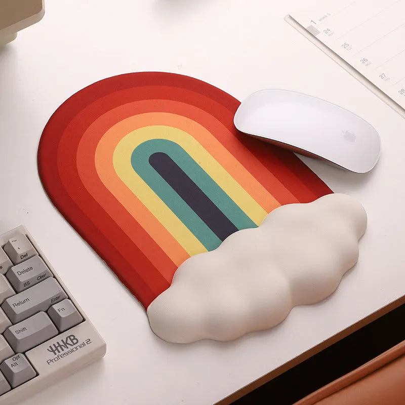 Silicone gel wrist rest mouse pad and keyboard support set with cloud pattern in choice of four colours