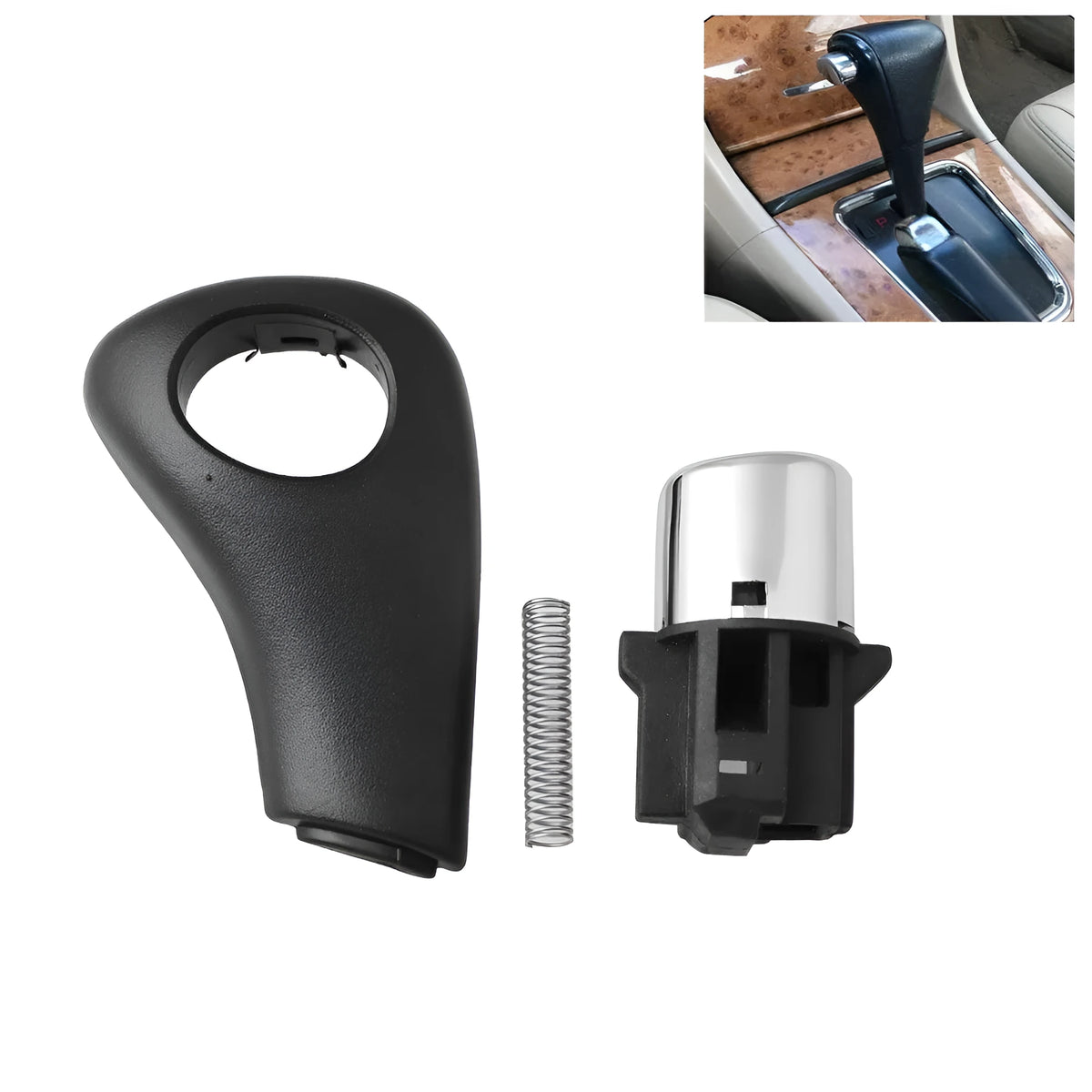 Black ABS plastic shift button refit kit for Honda Accord 2003-2005 with return spring and side plate