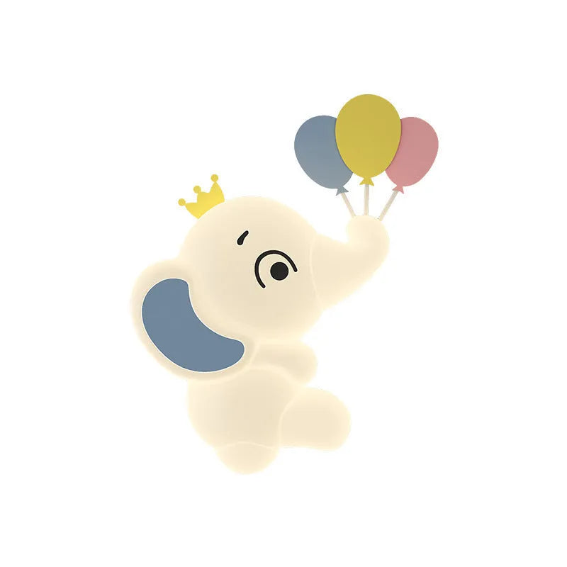 White cream cartoon elephant wall lamp with balloon elephant design 22cm tri colour dimming