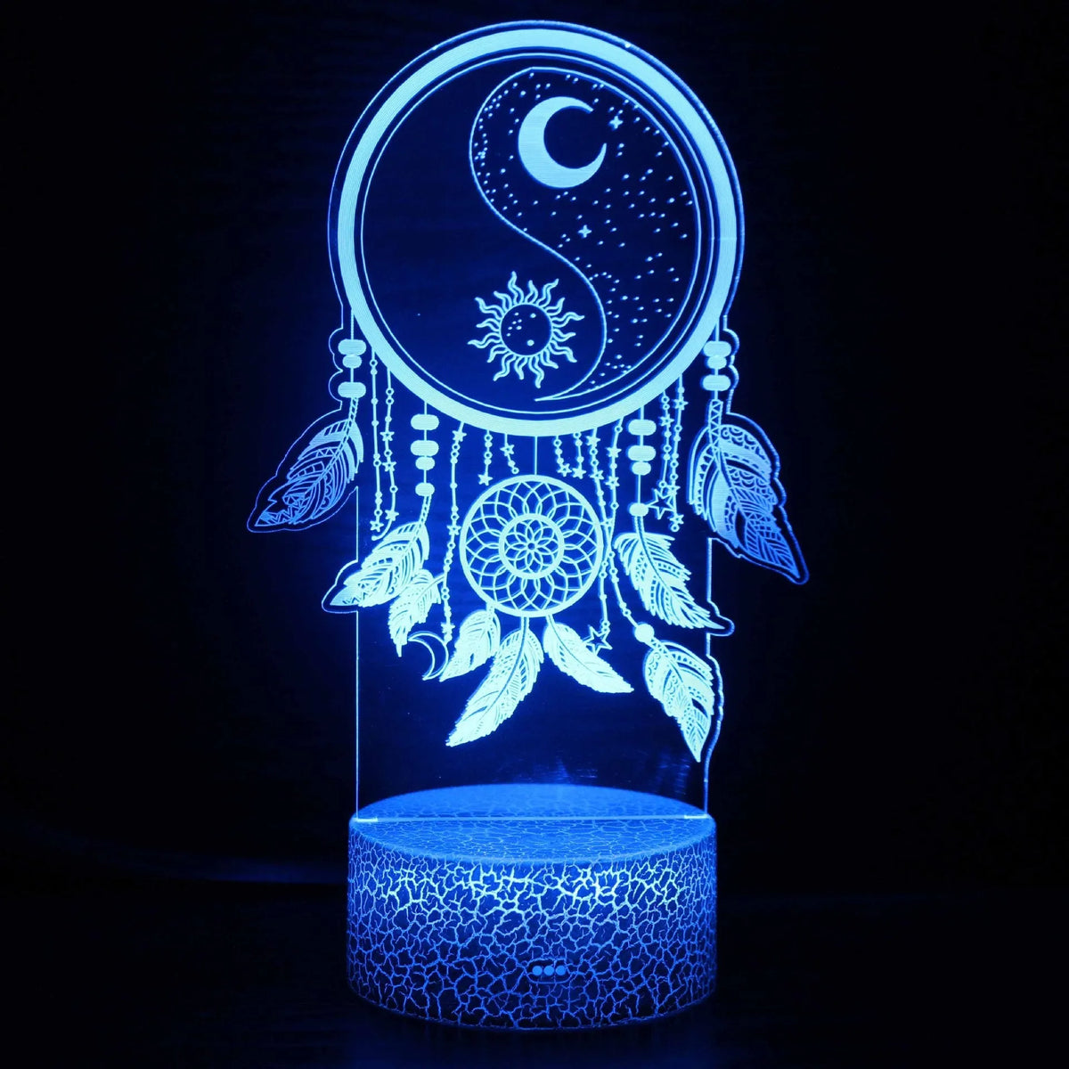 3D small LED night lamp with a black touch-sensitive base showing colourful lighting effects.