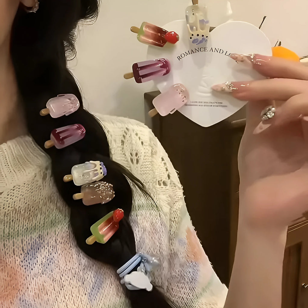 Cartoon ice cream design resin hair clip barrette in side clip style