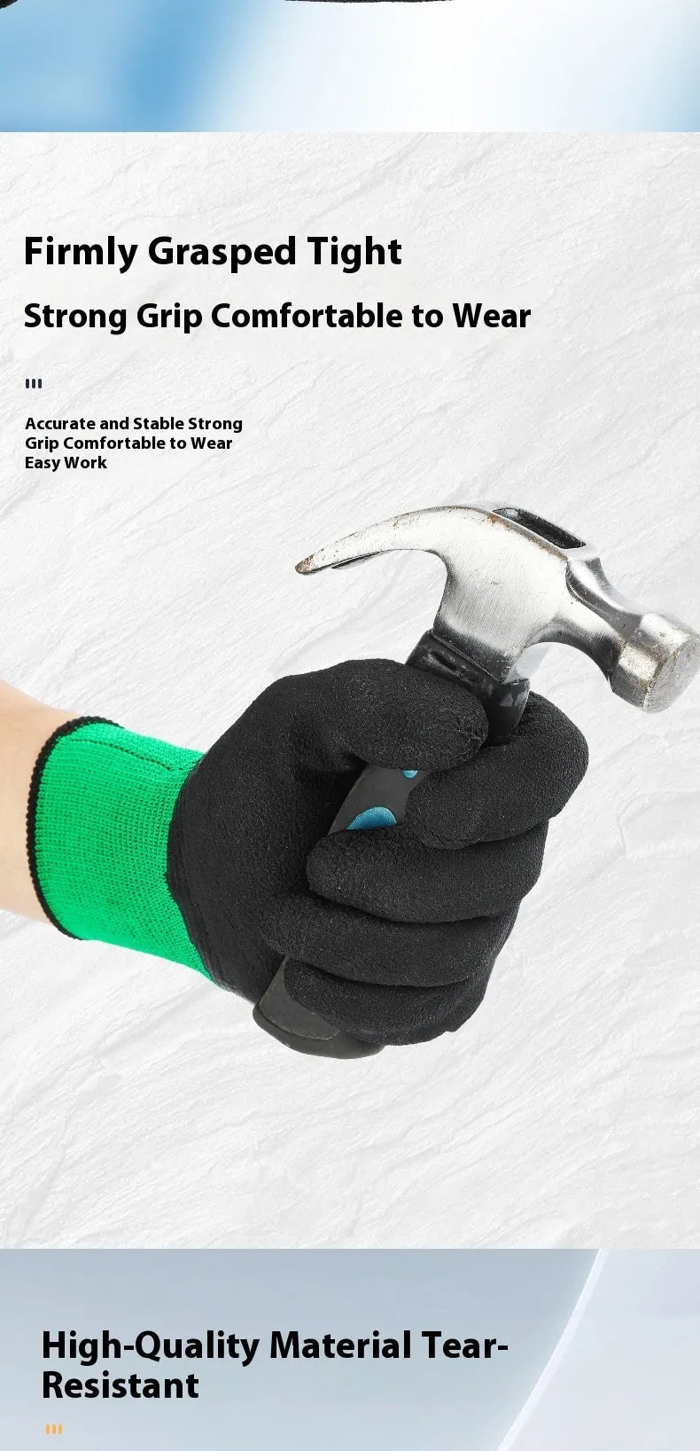 Pair of black and green rubber work gloves with a 13-stitch construction for wear-resistant, non-slip labour protection.