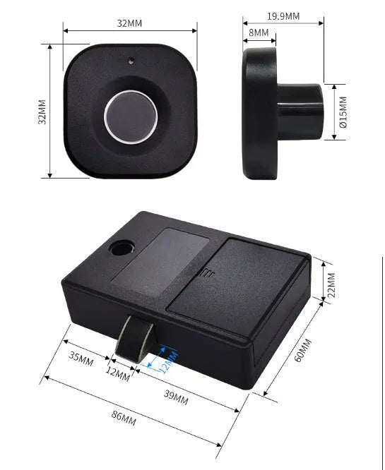 FO40S black fingerprint lock for drawer, wardrobe, office file cabinet and dressing cabinet