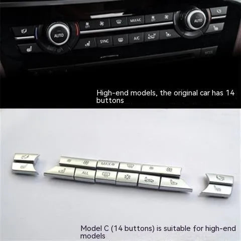 Silver metal car dashboard air conditioning button replacement panel with multiple size configurations
