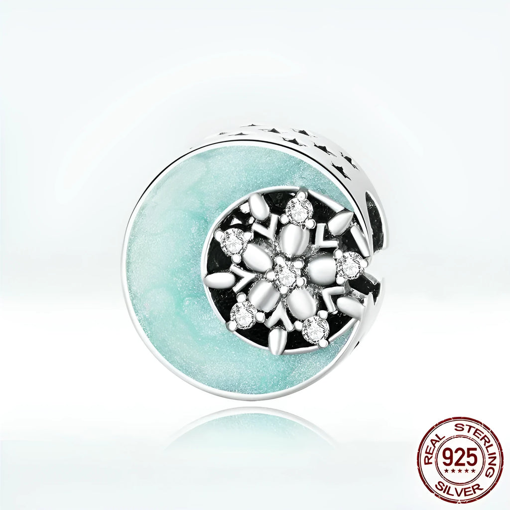 S925 sterling silver Snow Moon Night bead in colour SCC1653 with electroplated finish for bracelet making