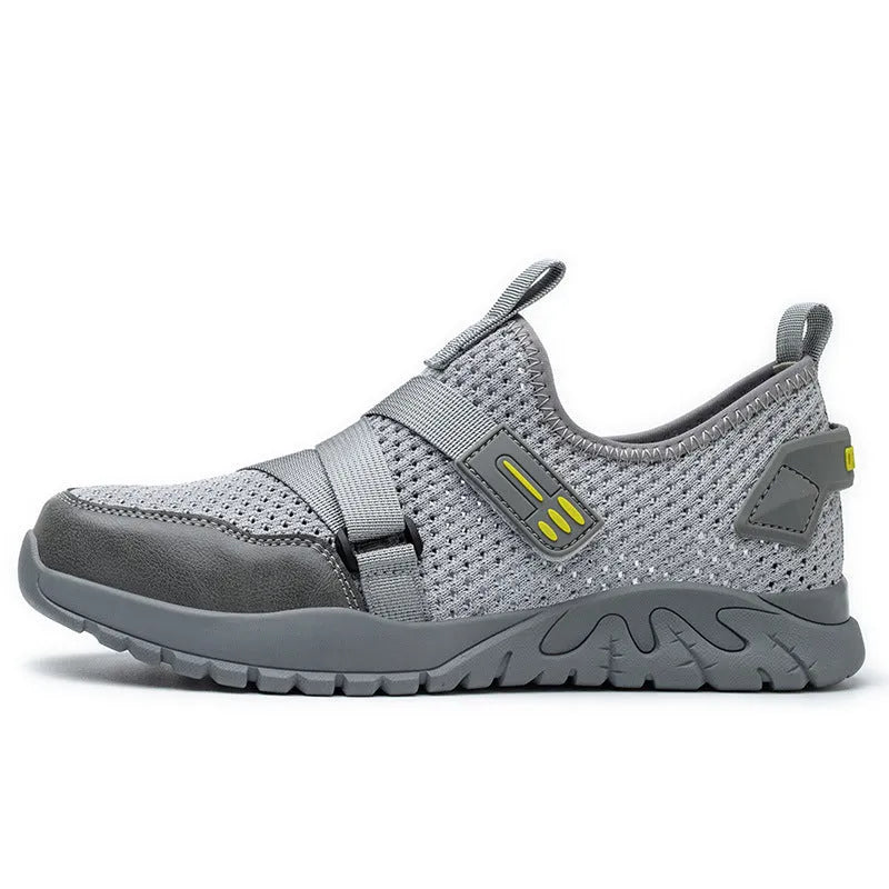 Anti-smash anti-puncture work insulation safety shoes with flying woven upper and rubber sole