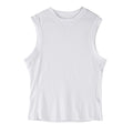 Men's loose-cut fitness vest in white polyester blend fabric for summer training
