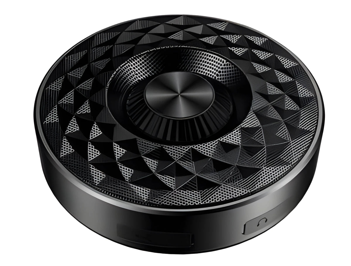 Compact Bluetooth speaker in black, orange, and silvery white colour options